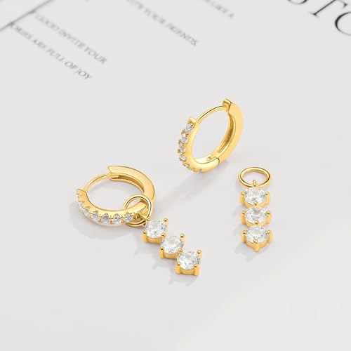 DAILY VIBES Cute Butterfly Star Cross Heart CZ Dangle Earrings for Women - color: Gold Three Stones