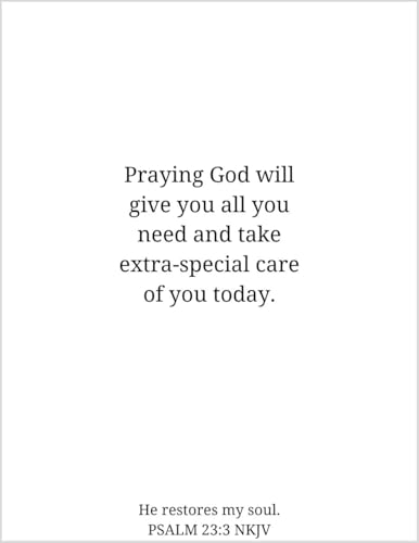 Greeting Card Praying God Will Give You All You Need And Take Extra-Special Care of You Today - Religious Christian Get Well Soon Feel Better Healing Peace, White
