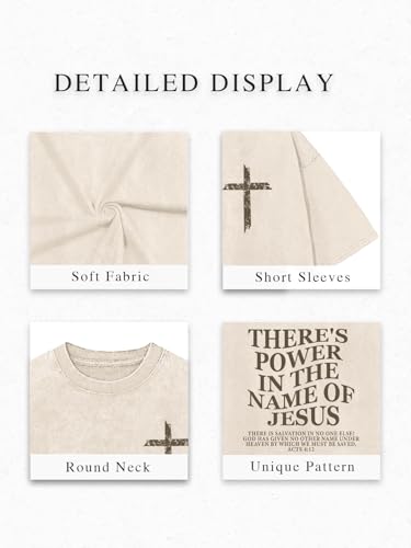 Christian Shirt for Men Jesus Loves You Shirt Oversized Acid Wash Tops - color: Apricot-b, size: XX-Large