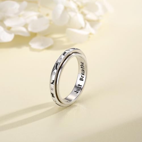 Fidget Spinner Rings for Anxiety Women Sterling Silver Stress Relief Gifts - style: Cat