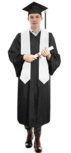 Plain Graduation Stole Sash 60 Inch Unisex Adults Solid - color: White Stole