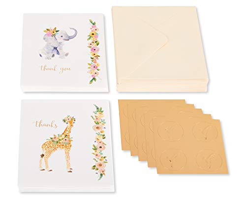 Papyrus Baby Thank You Cards with Envelopes, Elephant & Giraffe (20-Count) - color: Elephant & Giraffe