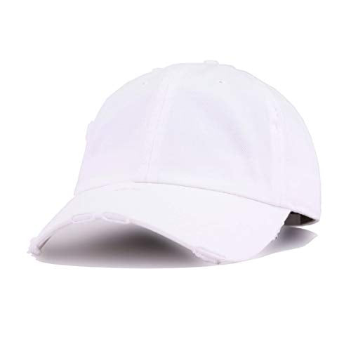 Faith with Cross Vintage Baseball Cap Embroidered Cotton Adjustable Distressed Dad Hat - color: White