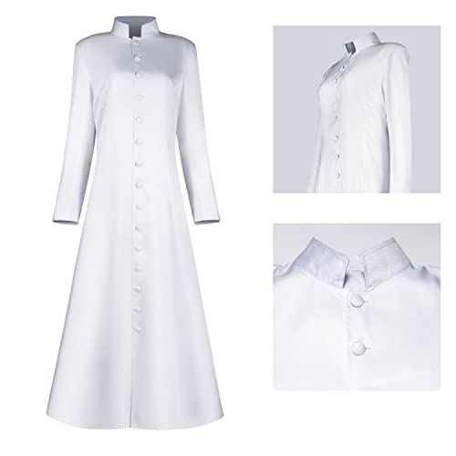 MYAYD Women's Cassock Robe Church Robe Choir Minister Clergy Pulpit Liturgical Black White - color: White, size: Medium