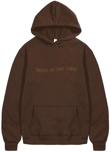 PANOZON TRUST IN THE LORD Hoodie Christian Faith Religious God Tops Man Woman Pullover Sweatshirt Y2K Longsleeve - color: 3-brown, size: Small