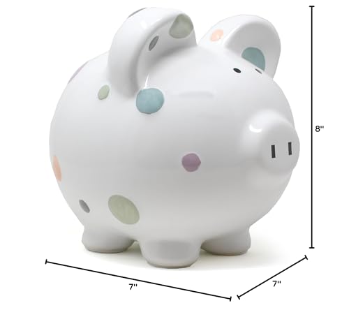 Child to Cherish Ceramic Piggy Bank for Girls, Pastel Multi Dot - color: Pastel Multi Dot