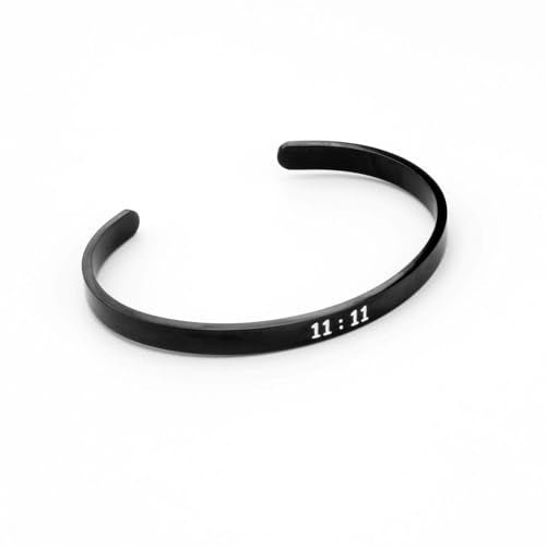 11 : 11 Cuff Angel Numbers Bracelet Make A Wish Gift for Women - color: Black