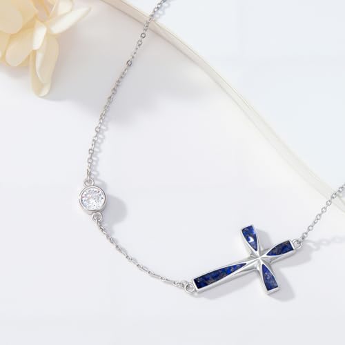 925 Sterling Silver Cross Necklace for Women Religious Jewelry Christian Gifts for Mom Wife Her - color: White-2