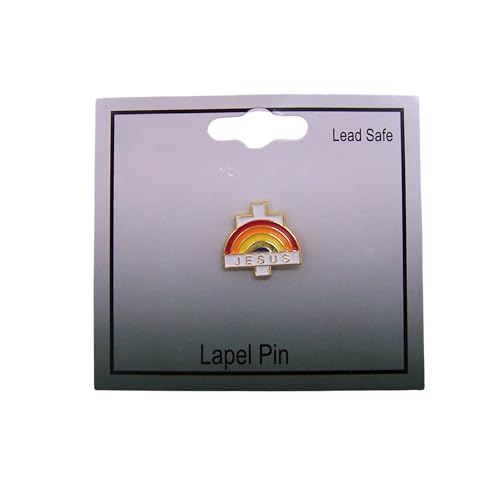 Rainbow Cross “Jesus” Lapel Pin – Christian Faith Enamel Pin, Religious Jacket Hat Backpack Badge, Inspirational Gift