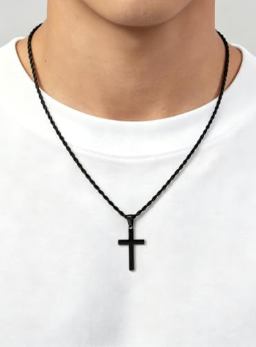Birthday Gifts Cross Necklace for Boys 6-13 Years Old - color: Black