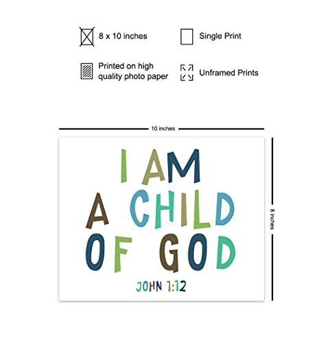 I Am A Child Of God - Christian Wall Art for Boys Bedroom, Toddler Baby Boy Room Decor - Boys Nursery Decor - Scripture Wall Decoration - Bible Verse Art - Religious Gifts for Kids - Little Kids Room