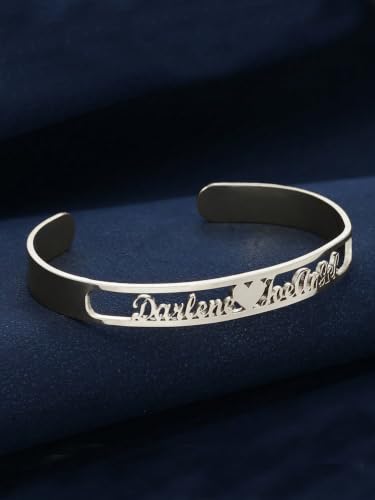 Custom Name Cuff Bangle Stainless Steel Personalized, 60mmgreeting card - color: Silver