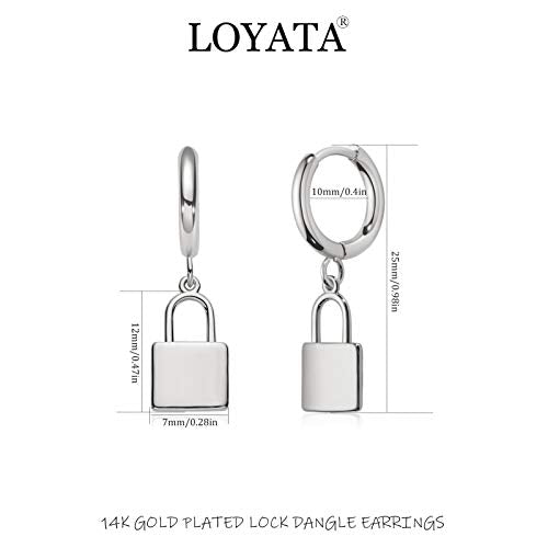 LOYATA Gold Huggie Hoop Earrings for Women Dangle Hoop Drop 14K Gold Plated Dainty Small Minimalist Cubic Zirconia Jewelry Gift… - style: Silver Lock