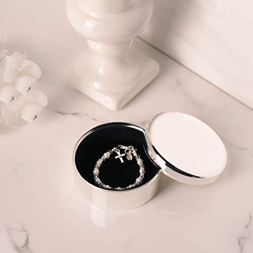 Cherished Moments Personalized Christening Round Jewelry Box - color: Silver-Christening