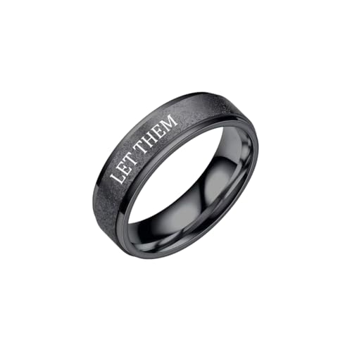 Inspirational Anxiety Relief Fidget Spinner Stackable Finger Rings for Women Men Just Breathe Let Them for Women Men Jewelry Dull Polish Titanium Steel Birthday Wedding - color: Let Black(can't spinner)