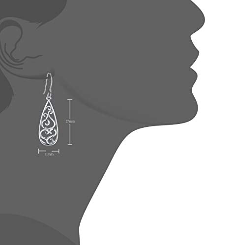 BoRuo Filigree Teardrop Sterling Silver Earrings for Women - color: Filigree 1