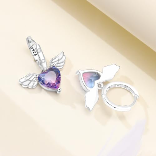 925 Sterling Silver Hoop Earrings Drop Dangle Earrings for Women Hypoallergenic Earring Trendy Huggie Earring Cute Graduation Birthday Gifts Jewelry for Women - color: Heart shaped wings earrings
