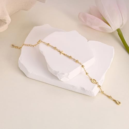 14K Gold Plated Cross Knot Bracelet for Women - color: Cross&Jesus&Beads Chain