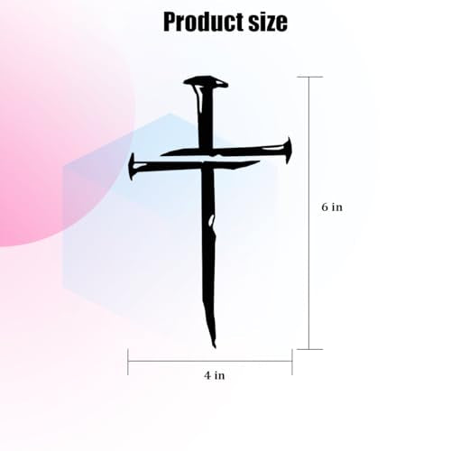Cross of Nails Car Sticker, Christian Sign Cross Waterproof Vehicle Bumper Decal, Jesus Religious Removable Automotive Body Window Sticker Decoration Accessories, Universal Fit (Black) - color: Black