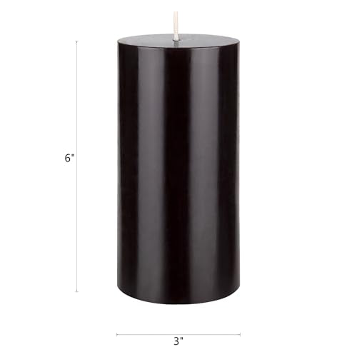 Mega Candles 6 pcs Unscented Solid Black Pillar Candles, Hand Poured Premium Wax Candle 3 Inch x 6 Inch, Home Décor, Spas, Weddings, Occasions, Party, Centerpieces, Holidays, Vigils, Prayers - color: Black, size: 6 Pieces
