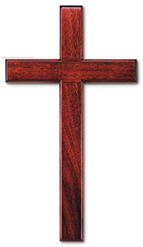Katouigb 23" Solid Mahogany Brown Wood Wall Cross