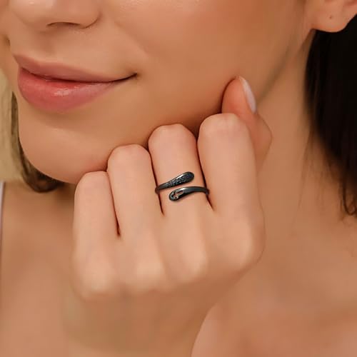 Jewmon 925 Sterling Silver Faith Cross Ring Adjustable I am Enough Inspirational Ring Engraved Bleassed Ring Encouragement Statement Ring for Women Chritian Jewelry Communion Baptism Chritian Gifts - color: C, Blessed Ring Black