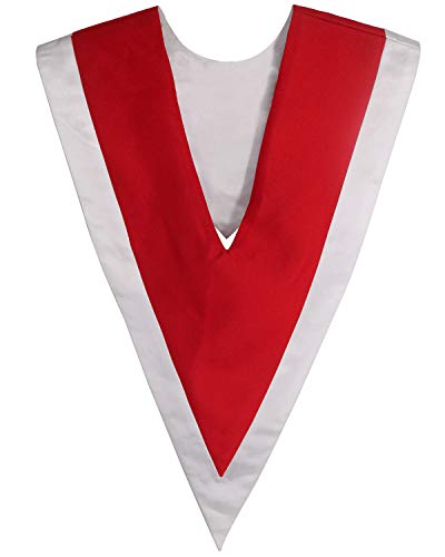 IvyRobes Unisex Reversible V Shape Choir Stole with Border and Cross - color: Redwhite