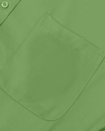 Alimens & Gentle Men's Dress Shirts Long Sleeve Wrinkle-Free Stretch Shirts Solid Formal Button Down Shirt with Pocket - color: Bright Green, size: Large