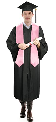 Plain Graduation Stole Sash 60 Inch Unisex Adults Solid - color: Pink Stole