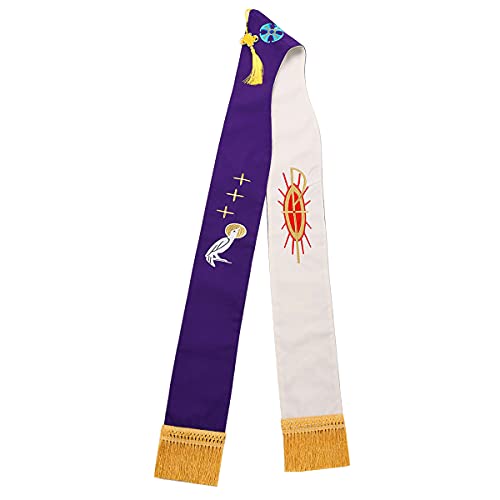 BLESSUME Church Clergy Pastor Reversible Stole - color: Purple and White