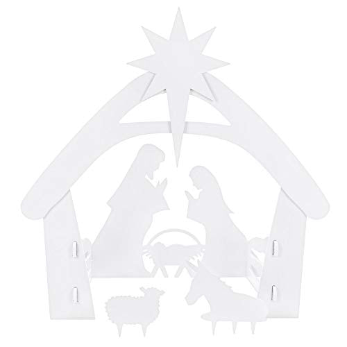 Best Choice Products 4ft Outdoor Nativity Scene, Weather-Resistant Decor, Christmas Holy Family Yard Decoration, Water-Resistant PVC - White - color: White - 4ft