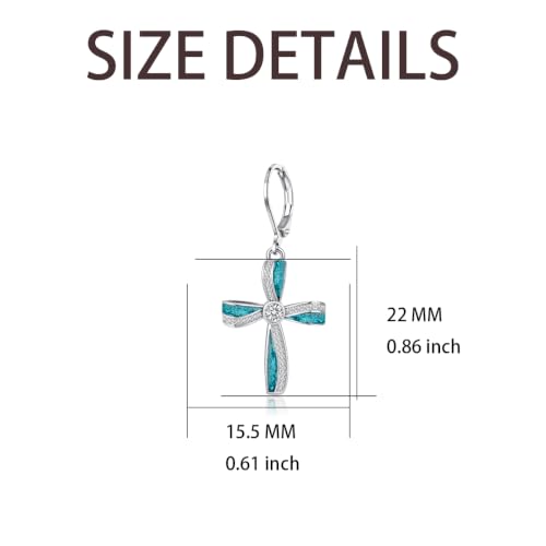 Cross Earrings for Women with Abalone Shell/Turquoise - style: turquoise cross earrings