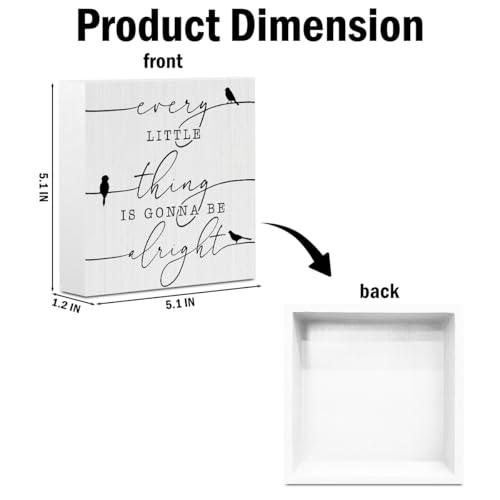 Inspirational Positive Affirmations Wooden Box Sign, Spring Bird Desk Decor - color: white 0348