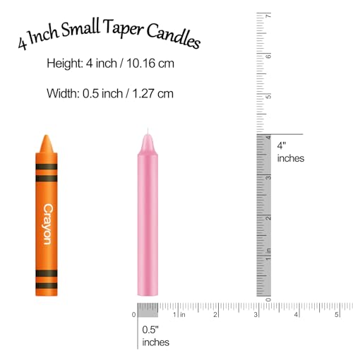 Tobeape 24 Pack Pink Spell Chime Candles, 4" Unscented Mini Taper Candles - color: Pink, size: 4 inch Taper Candle-24pcs