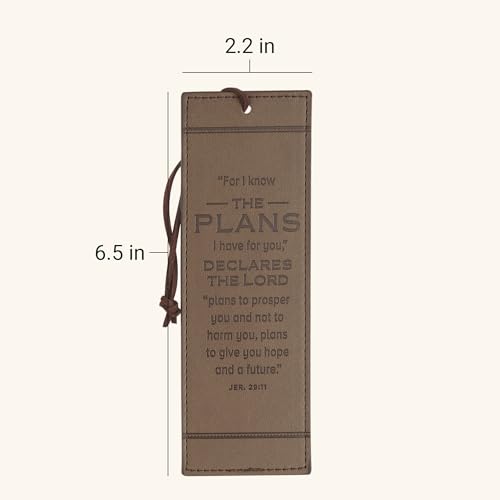 Christian Art Gifts Premium Faux Leather Bookmark: I Know the Plans - color: Brown/Know the Plans