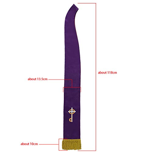 BLESSUME Church Clergy Pastor Cross Embroidered Stole - color: Purple