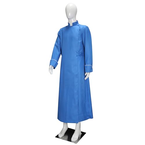 MYAYD Women Cassock Choir Cassock Church Robe Minister Robe Clergy Pulpit Liturgical Black White Handmade - color: Blue, size: 3X-Large
