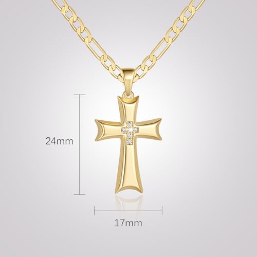 AIGAMIT Cross Necklace for Men Gold Cross Necklace for Men - size: 24 inches
