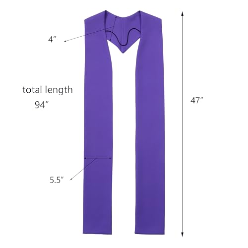 Unisex Overlay Plain Clergy Stole for 94" - color: Purple