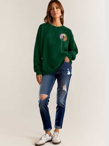 Christian Sweatshirts for Women Jesus Faith Pullover Long Sleeve - color: B-green, size: Large