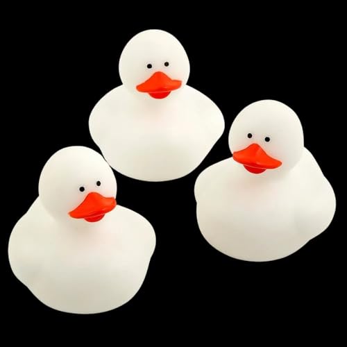 Fun Express Rubber 2" Solid Color Duckies - 12 Ducks (White) - color: White