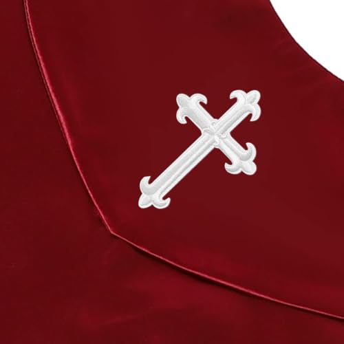 Unisex V-Shape Church Choir Stole with Cross for Adults Church - color: Maroon, size: Gold Cross