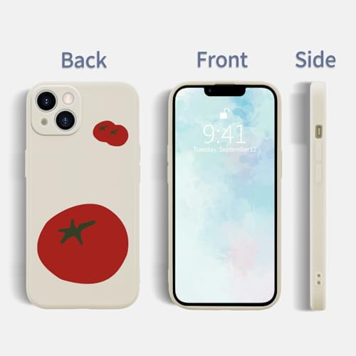 Cute Cartoon Tomato Phone Case Cover for iPhone 11 Red Tomato Case Cover Liquid Silicone Soft Gel Rubber Matt Phone Cover with Microfiber Lining - color: Red-Tomato, size: iPhone 11