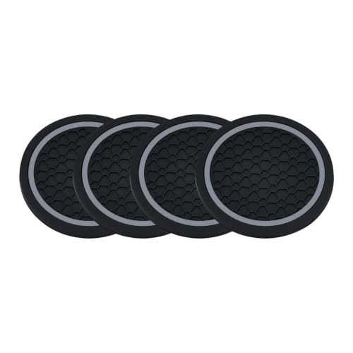 4PCS Car Cup Holder Coasters - 2.75 Inch Non-Slip Insert Water Bottle Holder Pads, Dustproof Automotive Interior Accessories Mat, Universal for Vehicles, Trucks, RVs (Grey) - color: Grey