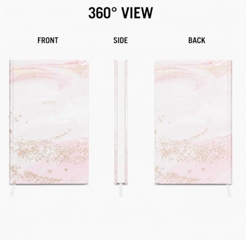 WORLD TRAVELER Large Lined Journal Notebook 256 Ruled White & Ivory Pages - color: Pink Marble