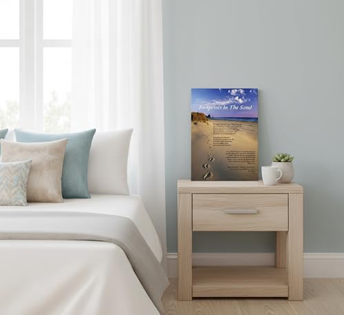 Framed-Footprints in the Sand Canvas Wall Art-12x16in - color: Purple footprints, size: 16"L x 12"W
