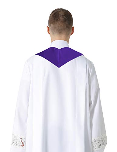 IvyRobes Unisex Adults Overlay Plain Clergy Stole 94"-4 Colors Available - color: Purple
