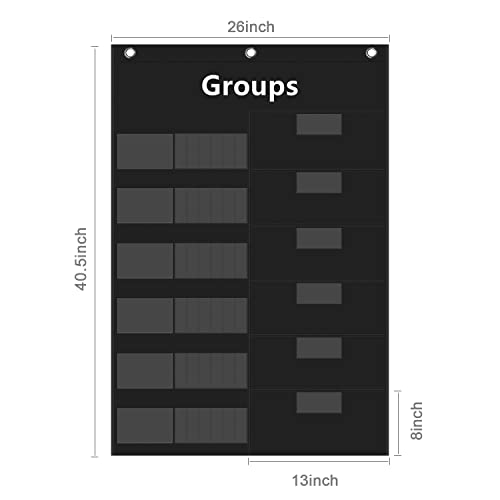 REGELETO Small Group Management Pocket Chart with 96 Cards Classroom Jobs Chart Small Group Organizer and on Task for School Teacher Homeschool Learning Supplies (Black) - size: 48-Pockets