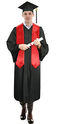 Plain Graduation Stole Sash 60 Inch Unisex Adults Solid - color: Red Stole
