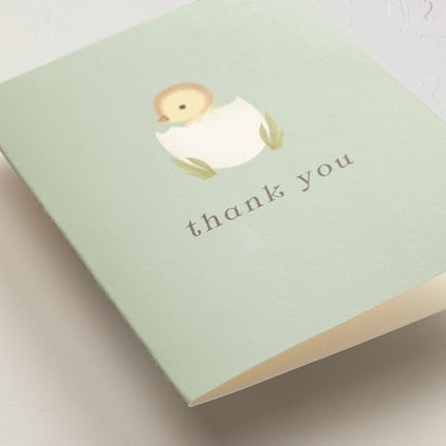 Minted Thank You Cards Pack, 10 Folded Thank You Cards with 10 Envelopes, Blank Card, Lil Duck Design, Luxurious Paper, Designed by Independent Artists, New Mom, Baby Shower, Christening, Baby Gifts - color: Lil Duck